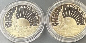 Lot of (2) 1986-S Statue of Liberty Commemorative Half Dollars W/Mint Capsules - Picture 1 of 4