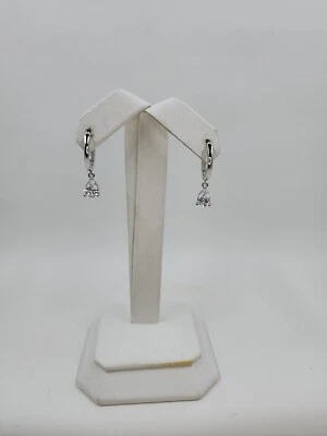 Pendientes de aro colgantes Diamonique corte pera circonita cúbica, plata de ley Foto 1 de 4