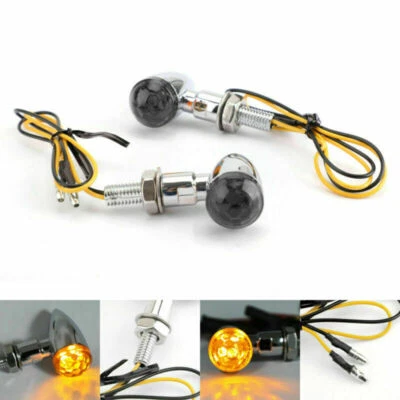 2xUniversal Motorcycle Small Turn Signal LED Blinker Indicator Amber Light CS E6 - Image 1 of 4