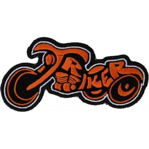 Patch (Iron-On), Triker Motorcycle Patch Harley Orange on Black, 4" x 2" - Picture 1 of 4