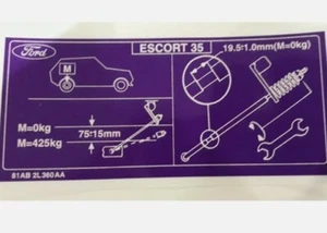 Ford Escort Van 35 Mk3 Mk4 Motorschacht Aufkleber Aufkleber - Bild 1 von 1