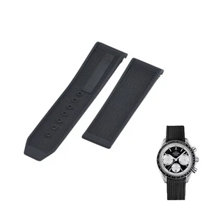 22 mm Schwarz Kautschuk Uhrenarmband für Omega SpeedMaster 326.32.40.50.01.002 - Bild 1 von 7