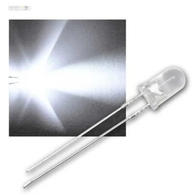 1000 weiße LED 5mm wasserklar Typ WTN-5-19000pw Leuchtdioden kaltweiß cold white - Bild 1 von 4