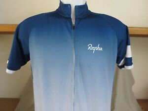 Rapha Cycling Jersey Men's Medium Full Zip Blue and White