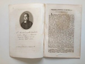 1818 Ortolani Ritratto/Bio Michelangelo Fardella, Filosofo Matematico, Trapani - Imagen 1 de 1