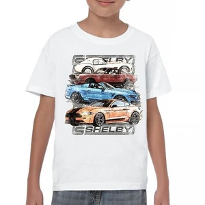 Shelby Cars Sketch Youth T-shirt Mustang Racing GT Cobra Powered by Ford Kids - Picture 1 of 15