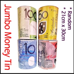 Jumbo Large Money Tin Box Australian Money Note Design Souvenir 21x 30cm RAMDOM - Picture 1 of 16