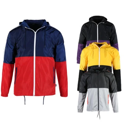 Moletom com capuz masculino leve corta-vento - zíper completo à prova d'água e bolsos - Imagem 1 de 4