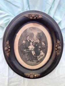 Antique Lithograph President Grant and Family GE Perine Moore Oval Frame Print - Picture 1 of 7
