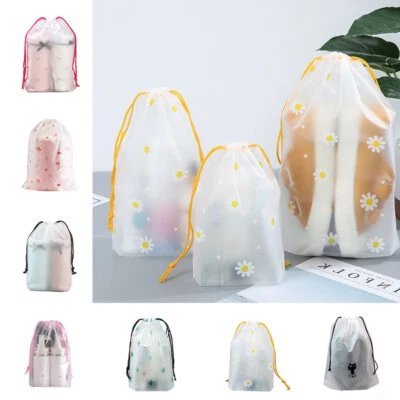 Portable Drawstring Storage Bag Shoe Clothes Organzier Plastic Bag Travel Pouch - Image 1 of 4