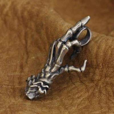 Cuproníquel Dedo Medio Calavera Colgante Mano Motociclista Punk Joyería CP184D Foto 1 de 4