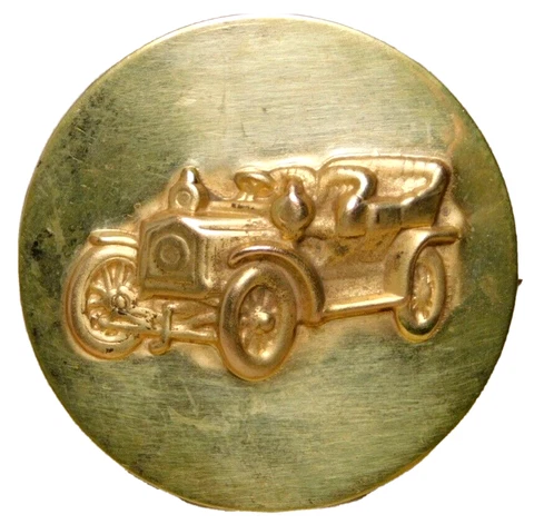 X-Large 19th C. Antique Vtg Metal Automobile BUTTON NICE Cover