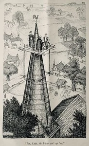 1940 Original Print WW2 REPAIRS TO VILLAGE CHURCH STEEPLE - Picture 1 of 2