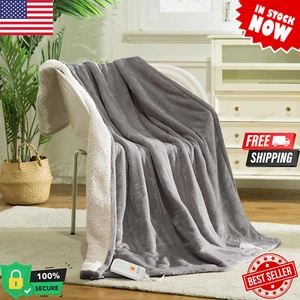 Heated Blanket Electric Throw 50" x 60", Soft Flannel Heated Throw with 4 Heat L - Picture 1 of 9