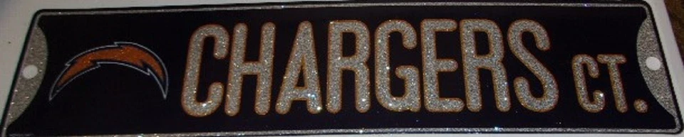 Los Angeles Chargers Bling Plastic/Vinyl Street Sign. 3-3/4" x 16"   #A120 - Image 1 of 1