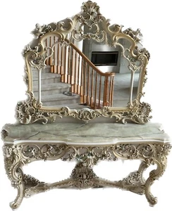 $15K+ Italian Baroque Silik Cherub Angel Putti  Console Entry & Mirror Italy - Picture 1 of 10
