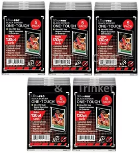 25 Ultra PRO One-Touch 130pt BLACK BORDER Magnetic Card Holder Protector UV - Picture 1 of 4