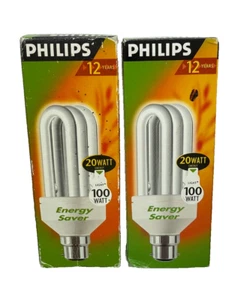 2 x Philips Energy Saver 20w 100w Light Bulb B22 2 Pin - Picture 1 of 12