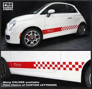 Fiat 500 2007-2015 Rocker Panel Side Stripes Decals (Choose Color) - Picture 1 of 2