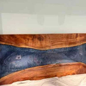 Luxury River epoxy Wooden Headboard , Bedroom Bed Live Edge Headboard Decor - Picture 1 of 6