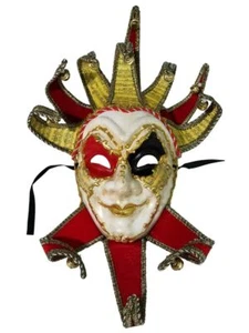Jester Red Music Decorate Wear Mardi Gras Masquerade Mask Wall Hanging - Picture 1 of 6