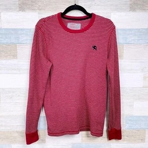 Camisa EXPRESS Rayas Térmica Tejida Gofre Roja Gris Cuello Redondo Algodón Para Hombres Mediana - Imagen 1 de 4