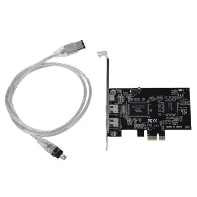 2X PCI Express X1 PCI-E FireWire 1394A IEEE1394 Controller Card 3 Port for3293 - Image 1 of 3