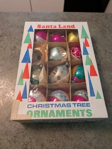 Vintage Santa Land 12-teiliges Christbaumschmuck Set mit Originalkarton - Bild 1 von 12