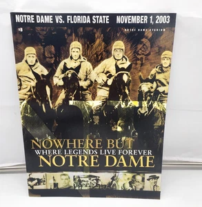 NOTRE DAME vs. FLORIDA STATE- COLLEGE FOOTBALL PROGRAM - 2003 - NEAR MINT - Picture 1 of 2