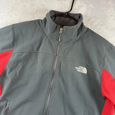 The North Face Jacket Mens Large Gray Red Softshell Fleece Lined Full Zip Hiking - Image 1 of 4