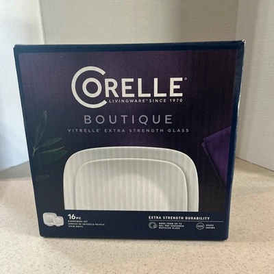CORELLE LIVINGWARE VITRELLE " VIVID WHITE" 16 件。 SQUARE DINNERWARE 全新 — 第 1/4 张图片