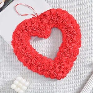 Couronne en mousse en forme de coeur rose pour d??coration int??rieure romantiqu - Picture 1 of 12