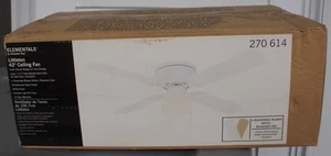NOS Hampton Bay Elementals Littleton 42" Flush Mount White Ceiling Fan - Picture 1 of 2