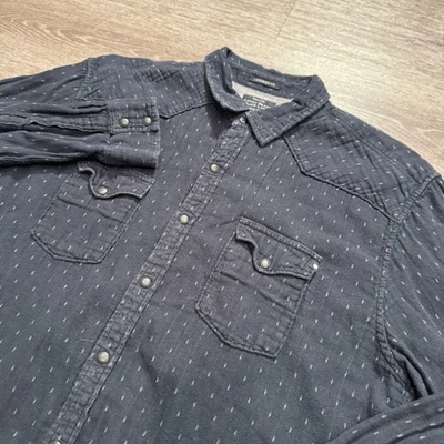 Camisa Lucky Brand Para Hombres XL Negra Perla A Presión Etiqueta Negra Ajuste Western California Foto 1 de 4