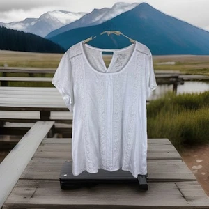 Terra & Sky Size 2X 20W 22W White Lace Front T Tee Shirt Top NWT - Picture 1 of 6