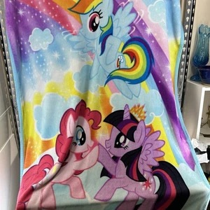 My Little Pony Throw Blanket 54” X 42” Pinky Pie & Twilight Sparkle Rainbow Dash - Picture 1 of 7