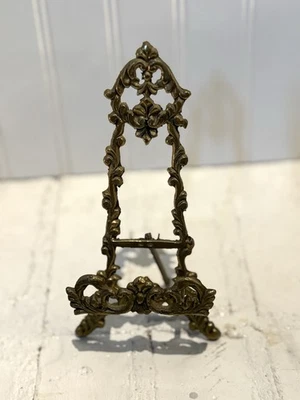 Vintage Brass Display Easel 6.5" Tall Simple Elegant Design - Image 1 of 4