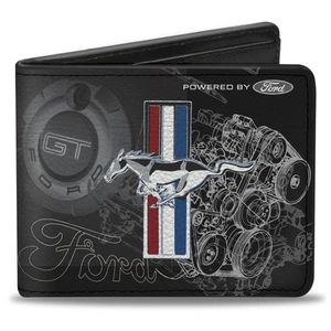 Bi-Fold Wallet Mustang Tri-Bar Stripe/GT Motor Blueprint (Importación USA) - Imagen 1 de 8