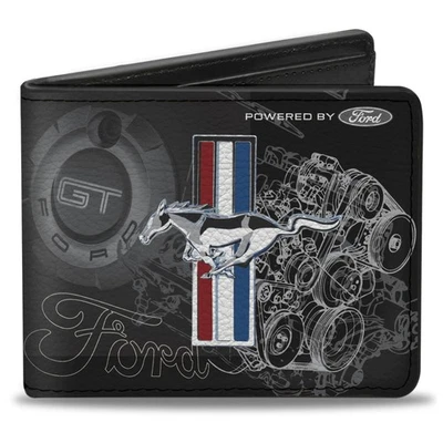 Bi-Fold Wallet Mustang Tri-Bar Stripe/GT Motor Blueprint (Importación USA) - Imagen 1 de 4