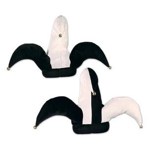 Beistle Plush Black and White Jester Hat (Assorted Designs) Decoration Medieval - Picture 1 of 1