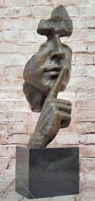 Salvador Dali Tribute Abstract Man Quiet Silence Bronze Sculpture Modern Figure - Image 1 of 4