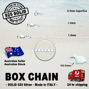 Italian BOX Chain - 100% SOLID 925 Sterling Silver (options) - Picture 1 of 33