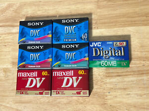 Lot of 7 Mini DV Blank Tapes NEW Sealed Sony JVC Maxell