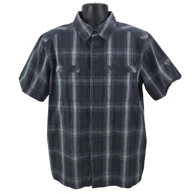 Camisa Mountain Hardwear Para Hombre Grande Negra A Cuadros Tartán Abotonada Manga Corta Foto 1 de 4