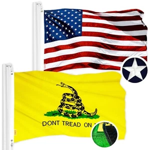 Combo Bordado G128: Bandera de EE. UU. DE UNA SOLA CARA 3x5 pies y Gadsden DOBLE CARA 3x5 pies - Imagen 1 de 9