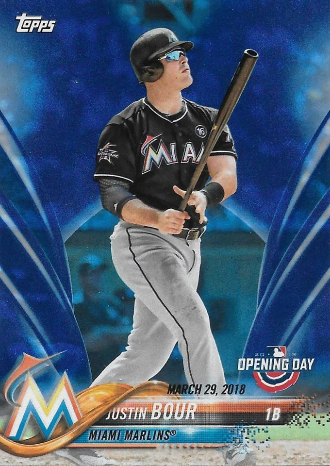 2018 Topps Opening Day JUSTIN BOUR  Blue Foil  - MIAMI MARLINS - #171 - Image 1 of 1