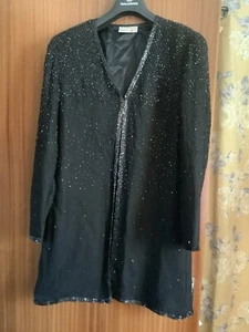 Beautiful Black Silk beaded Evening Jacket Size Medium - Picture 1 of 10
