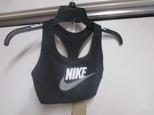 NIKE WOMENS DRI-FIT T SPORTS BRA (XS) NWT BLACK W/WHITE LOGO MEDIUM SUPPORT - Picture 1 of 4