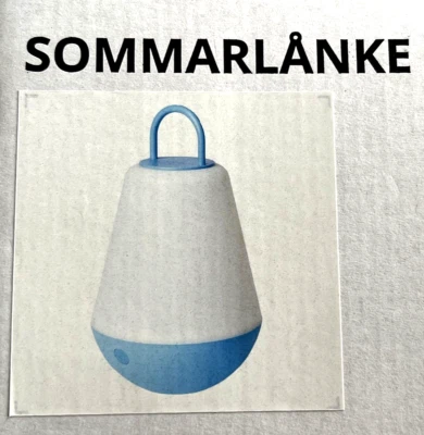 IKEA SOMMARLANKE Lámpara de Mesa LED Decorativa Blanco Azul Batería 8 1/4" NUEVA Foto 1 de 4