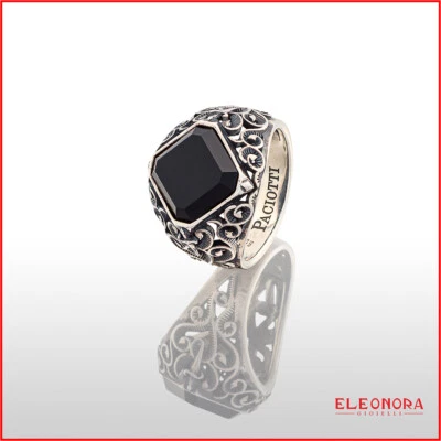 anello uomo cesare paciotti argento 925 chevalier da mignolo e pietra nera onice - Immagine 1 di 4
